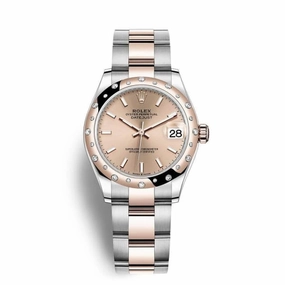 Rolex Datejust 31mm - Ref: 278341rbr-0009 - Rose Stick Dial & Diamond Bezel, Two Tone Stainless Steel & 18K Rose Gold Oyster Bracelet Women's Watch