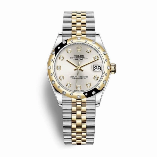 Rolex Datejust 31mm - Ref: 278343rbr-0020 - Silver Diamond Dial & Diamond Bezel, Two Tone Stainless Steel & 18K Yellow Gold Jubilee Bracelet Women's Watch
