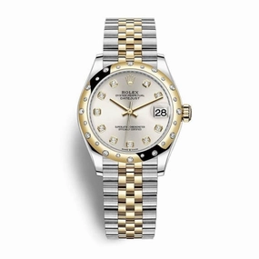 Rolex Datejust 31mm - Ref: 278343rbr-0020 - Silver Diamond Dial & Diamond Bezel, Two Tone Stainless Steel & 18K Yellow Gold Jubilee Bracelet Women's Watch