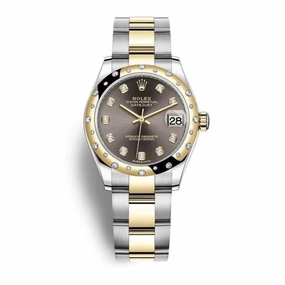 Rolex Datejust 31mm - Ref: 278343rbr-0021 - Dark Grey Diamond Dial & Diamond Bezel, Two Tone Stainless Steel & 18K Yellow Gold Oyster Bracelet Women's Watch