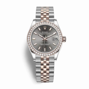 Rolex Datejust 31mm - Ref: 278381rbr-0018 - Slate Dark Grey Stick Dial & Diamond Bezel, Two Tone Stainless Steel & 18K Rose Gold Jubilee Bracelet Women's Watch