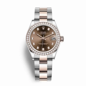 Rolex Datejust 31mm - Ref: 278381rbr-0027 - Chocolate Diamond Dial & Diamond Bezel, Two Tone Stainless Steel & 18K Rose Gold Oyster Bracelet Women's Watch