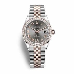 Rolex Datejust 31mm - Ref: 278381rbr-0030 - Slate Dark Grey Roman Diamond Dial & Diamond Bezel, Two Tone Stainless Steel & 18K Rose Gold Jubilee Bracelet Women's Watch