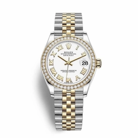 Rolex Datejust 31mm - Ref: 278383rbr-0002 - White Roman Dial & Diamond Bezel, Two Tone Stainless Steel & 18K Yellow Gold Jubilee Bracelet Women's Watch