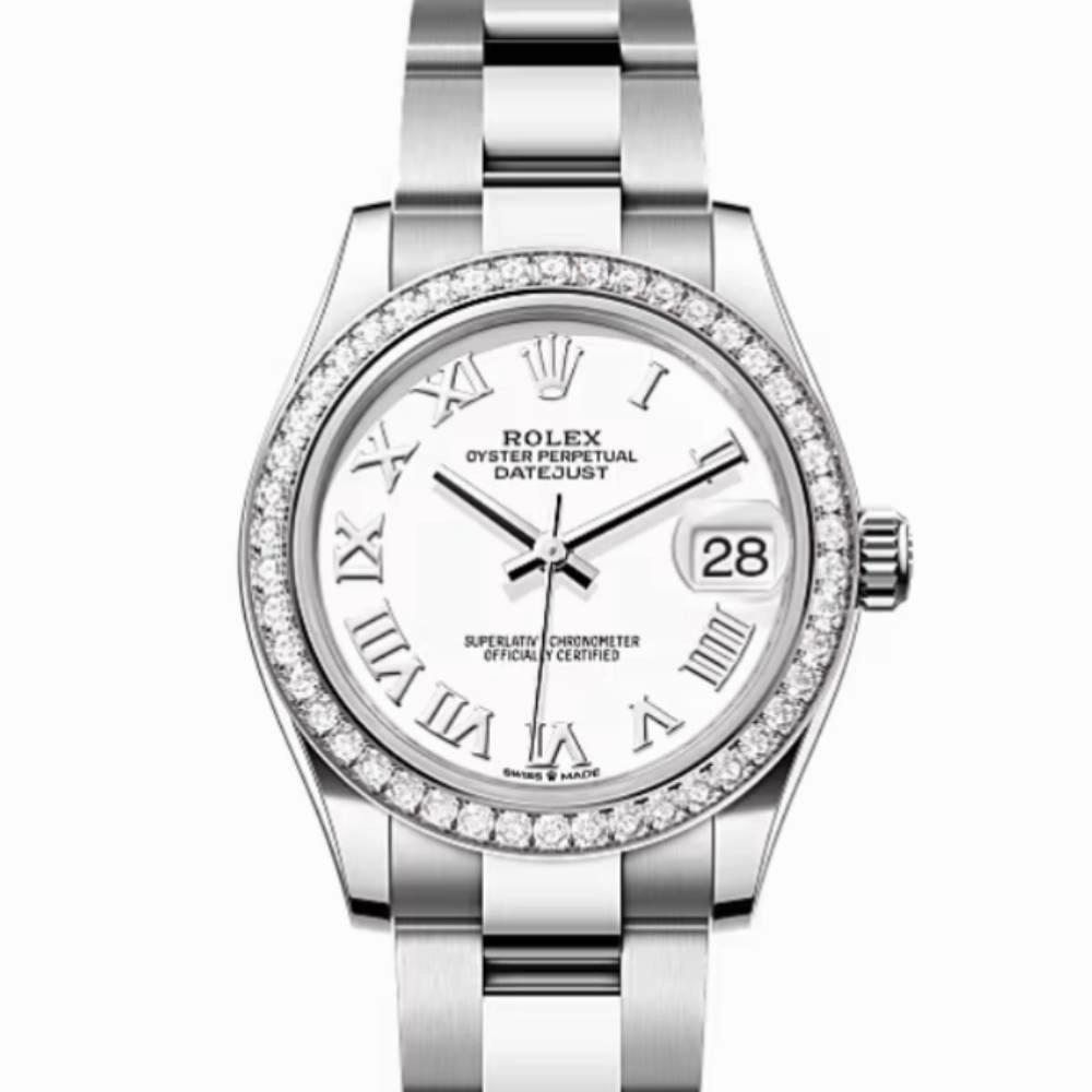 Rolex Datejust 31mm - Ref: 278384rbr-0013 - White Dial & Diamond Bezel, Stainless Steel Oyster Bracelet Women's Watch