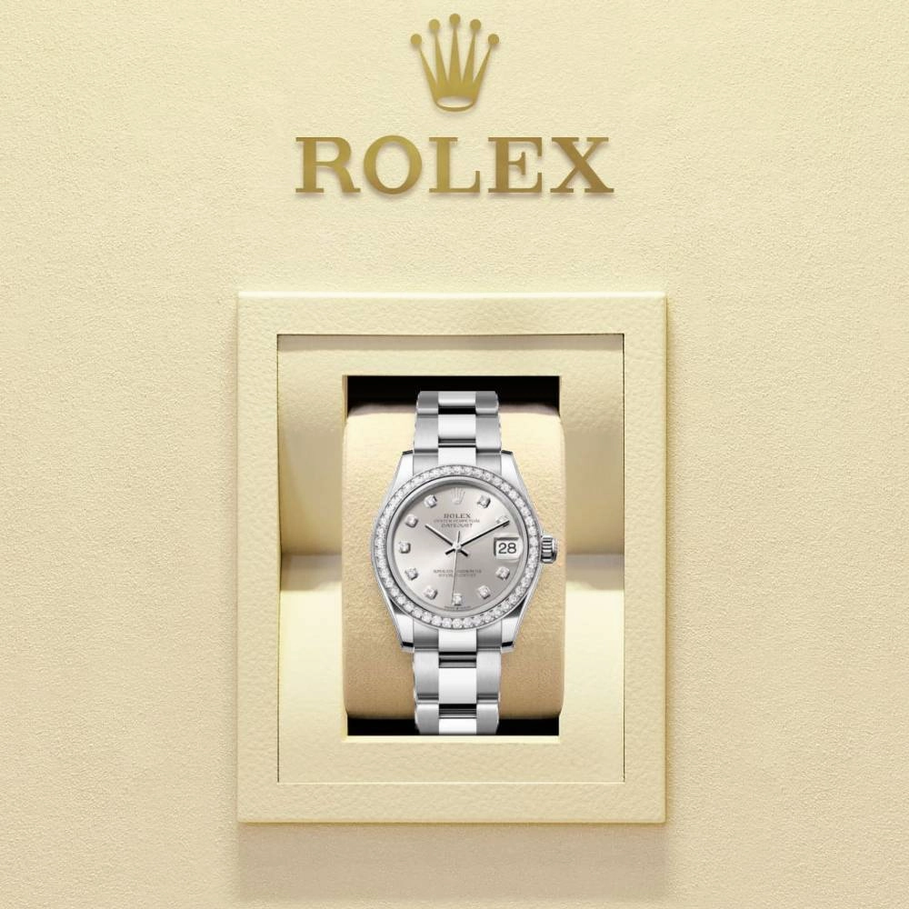 Rolex Datejust 31mm - Ref: 278384rbr 0033 - Silver Diamond Dial & Diamond Bezel, Stainless Steel Oyster Bracelet Women's Watch