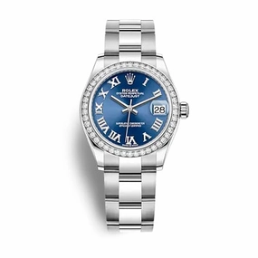 Rolex Datejust 31mm - Ref: 278384rbr-0038 - Blue Roman Dial & Diamond Bezel, Stainless Steel Oyster Bracelet Women's Watch