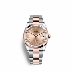 Rolex Datejust 36mm - Ref: 126201-0028 - Rose Roman Diamond Dial, Two Tone Stainless Steel & 18K Rose Gold Oyster Bracelet Watch