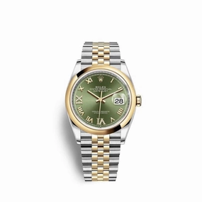 Rolex Datejust 36mm - Ref: 126203-0025 - Green Roman Diamond Dial, Two Tone Stainless Steel & 18K Yellow Gold Jubilee Bracelet Watch