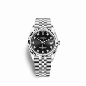 Rolex Datejust 36mm - Ref: 126234-0027 - Black Diamond Dial, Stainless Steel Jubilee Bracelet Watch