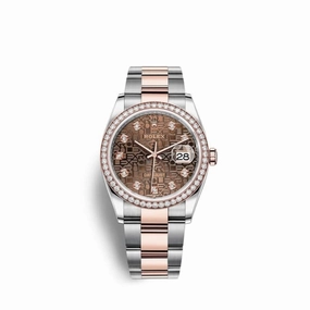 Rolex Datejust 36mm - Ref: 126281rbr-0014 - Chocolate Jubilee Diamond Dial & Diamond Bezel, Two Tone Stainless Steel & 18K Rose Gold Oyster Bracelet Watch