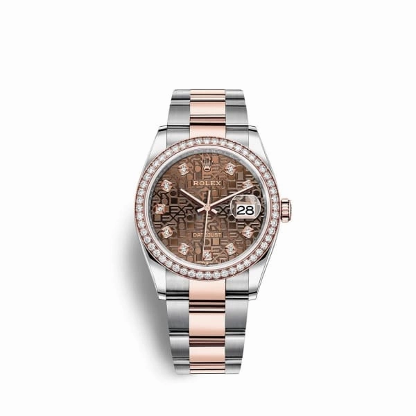 Rolex Datejust 36mm - Ref: 126281rbr-0014 - Chocolate Jubilee Diamond Dial & Diamond Bezel, Two Tone Stainless Steel & 18K Rose Gold Oyster Bracelet Watch