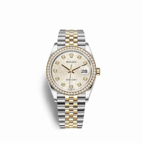 Rolex Datejust 36mm - Ref: 126283rbr-0013 - Silver Jubilee Diamond Dial & Diamond Bezel, Two Tone Stainless Steel & 18K Yellow Gold Jubilee Bracelet Watch