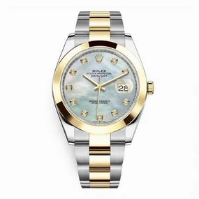 Rolex Datejust 41mm - Ref: 126303-0017 - White Mother of Pearl Diamond Dial, Two Tone Stainless Steel & 18K Yellow Gold Oyster Bracelet Men's Watch