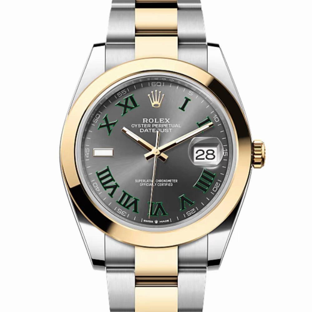Rolex Datejust 41mm - Ref: 126303-0019 - Slate Grey Wimbledon Roman Dial, Two Tone Stainless Steel & 18K Yellow Gold Oyster Bracelet Men's Watch