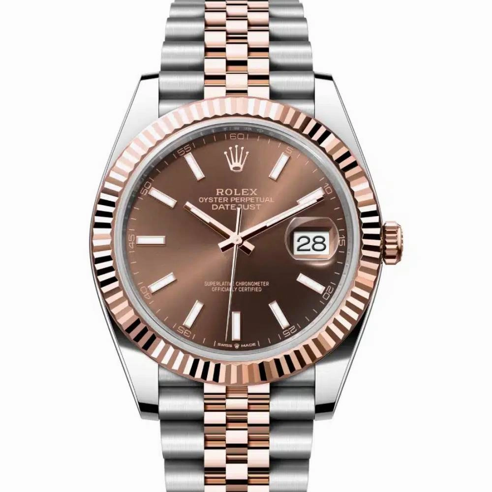 Rolex Datejust 41mm - Ref: 126331-0002 - Chocolate Stick Dial, Two Tone Stainless Steel & 18K Rose Gold Jubilee Bracelet Men's Watch