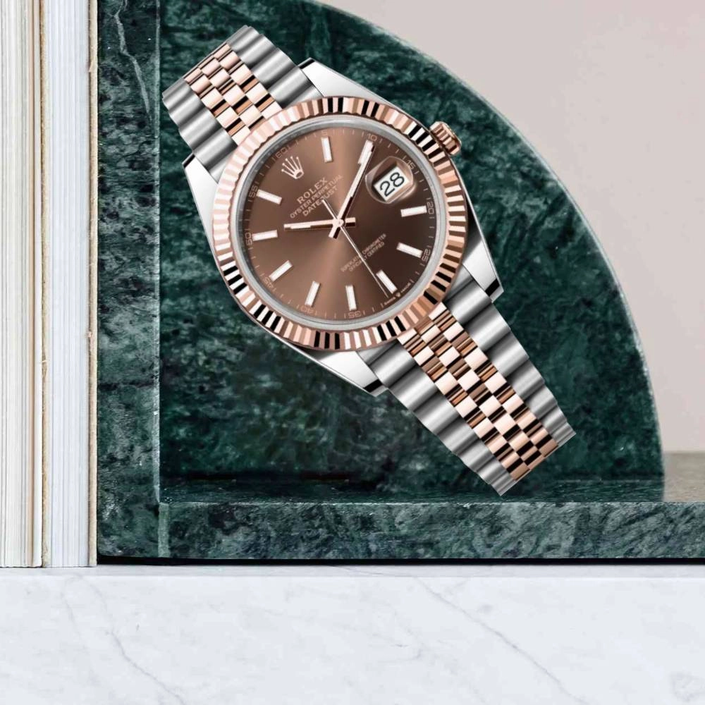Rolex Datejust 41mm - Ref: 126331-0002 - Chocolate Stick Dial, Two Tone Stainless Steel & 18K Rose Gold Jubilee Bracelet Men's Watch