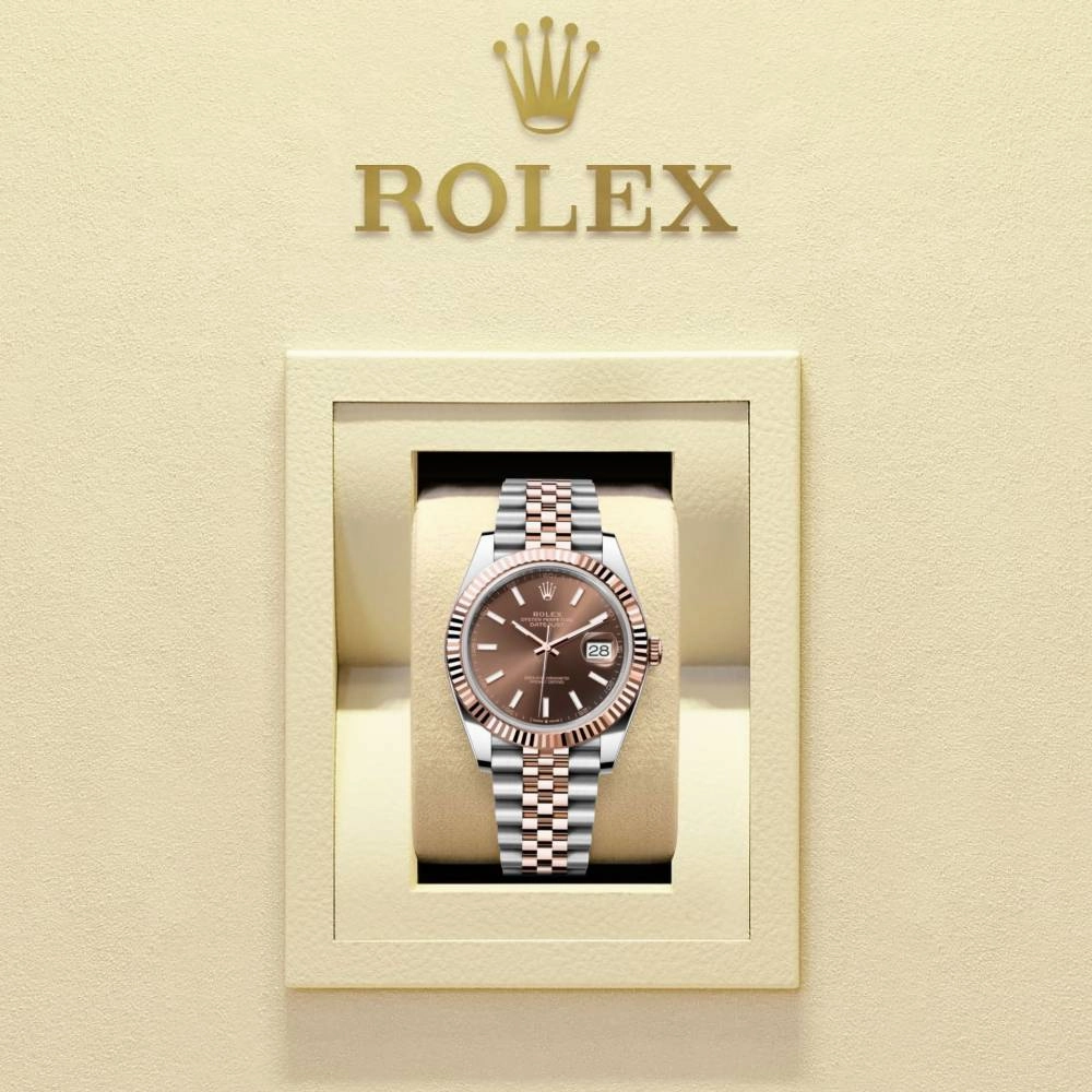Rolex Datejust 41mm - Ref: 126331-0002 - Chocolate Stick Dial, Two Tone Stainless Steel & 18K Rose Gold Jubilee Bracelet Men's Watch