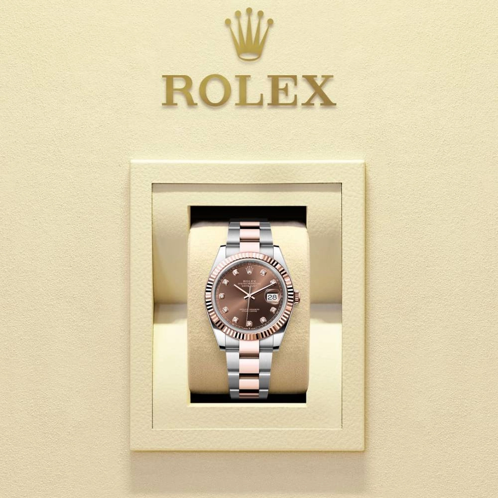 Rolex Datejust 41mm - Ref: 126331-0003 - Chocolate Diamond Dial, Two Tone Stainless Steel & 18K Rose Gold Oyster Bracelet Men's Watch