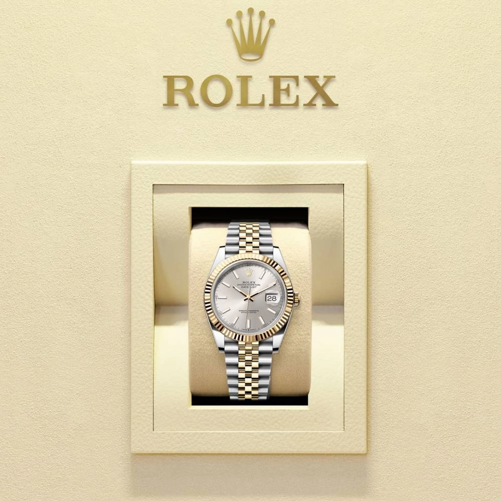 Rolex Datejust 41mm - Ref: 126333-0002 - Silver Diamond Dial, Two Tone Stainless Steel & 18K Yellow Gold Jubilee Bracelet Men's Watch