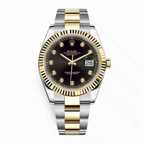 Rolex Datejust 41mm - Ref: 126333-0005 - Black Diamond Dial, Two Tone Stainless Steel & 18K Yellow Gold Oyster Bracelet Men's Watch