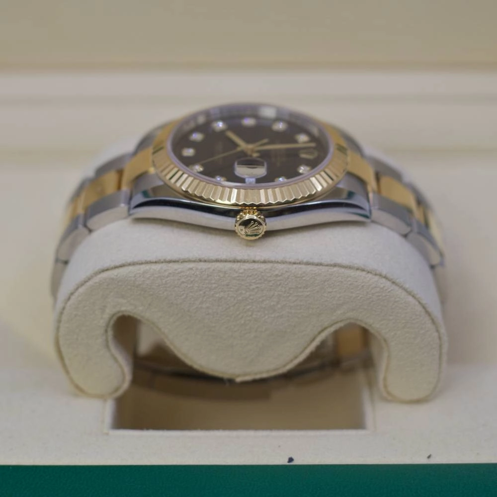 Rolex Datejust 41mm - Ref: 126333-0005 - Black Diamond Dial, Two Tone Stainless Steel & 18K Yellow Gold Oyster Bracelet Men's Watch