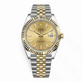 Rolex Datejust 41mm - Ref: 126333-0010 - Champagne Stick Dial, Two Tone Stainless Steel & 18K Yellow Gold Jubilee Bracelet Men's Watch
