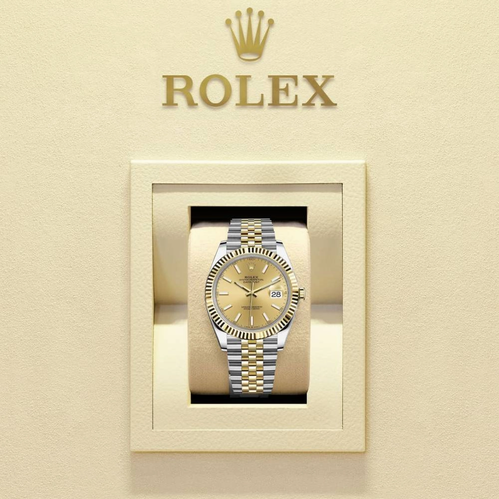Rolex Datejust 41mm - Ref: 126333-0010 - Champagne Stick Dial, Two Tone Stainless Steel & 18K Yellow Gold Jubilee Bracelet Men's Watch