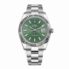 Rolex Datejust 41mm - Ref: 126334 - Green Fluted Motif Dial, Stainless Steel Oyster Bracelet Men's Watch