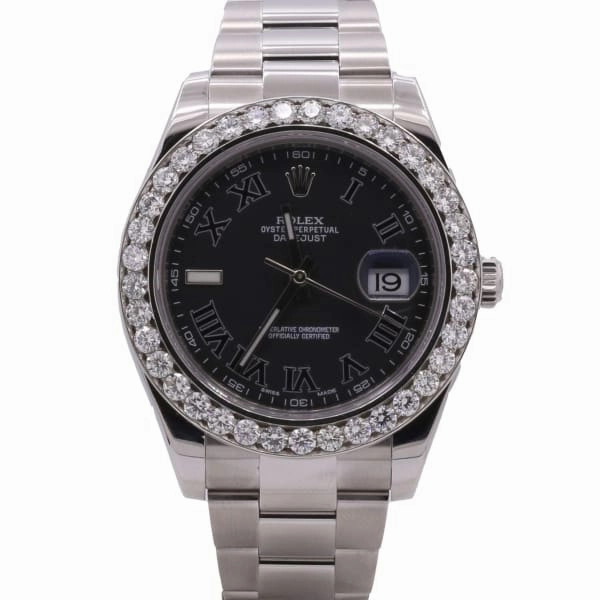Rolex Datejust II 41mm - Ref: 116300 - Black Dial & Diamond Bezel, Stainless Steel Oyster Bracelet Men's Watch