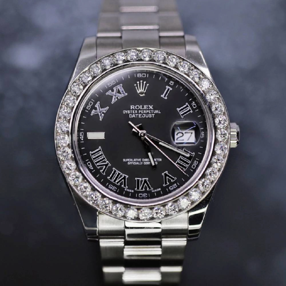Rolex Datejust II 41mm - Ref: 116300 - Black Dial & Diamond Bezel, Stainless Steel Oyster Bracelet Men's Watch