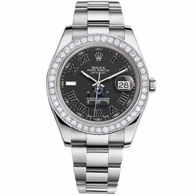 Rolex Datejust II 41mm - Ref: 116300 bkdb - Black Dial & Diamond Bezel, Stainless Steel Oyster Bracelet Men's Watch