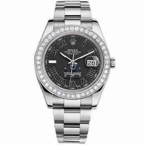 Rolex Datejust II 41mm - Ref: 116300 bkdb - Black Dial & Diamond Bezel, Stainless Steel Oyster Bracelet Men's Watch