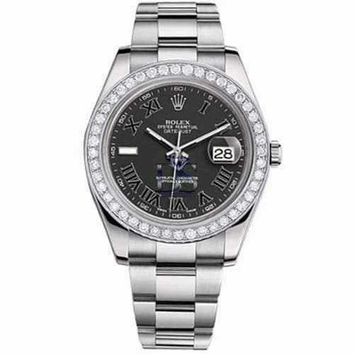 Rolex Datejust II 41mm - Ref: 116300 bkdb - Black Dial & Diamond Bezel, Stainless Steel Oyster Bracelet Men's Watch