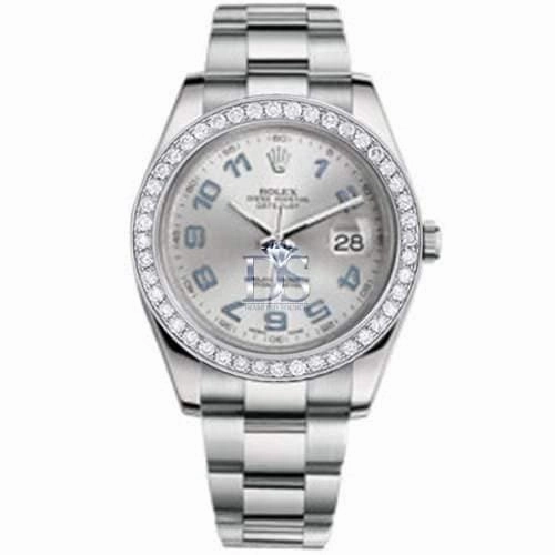 Rolex Datejust II 41mm - Ref: 116300 rbldb - Silver Dial & Diamond Bezel, Stainless Steel Oyster Bracelet Men's Watch