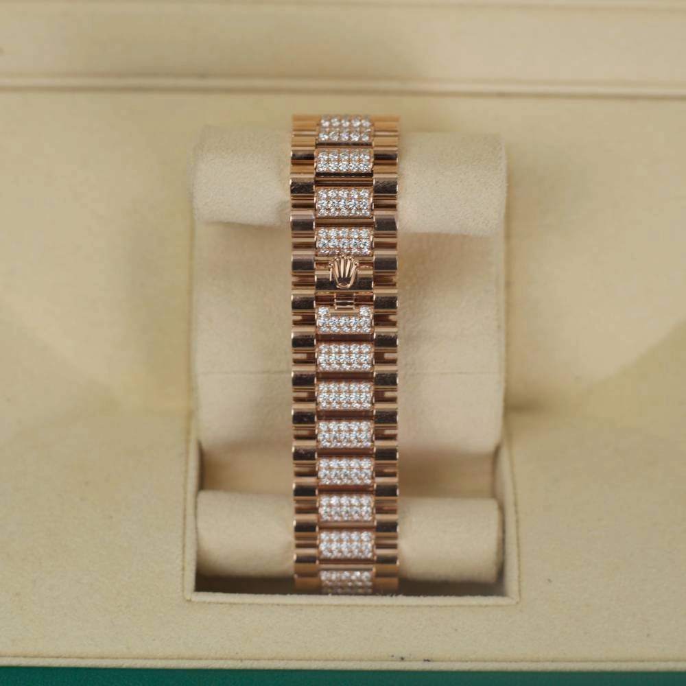 Rolex Day Date 36mm - Ref: 128345rbr-0041 - Brown Ombre Diamond Dial & Diamond Bezel, 18K Rose Gold & Diamonds President Bracelet Watch