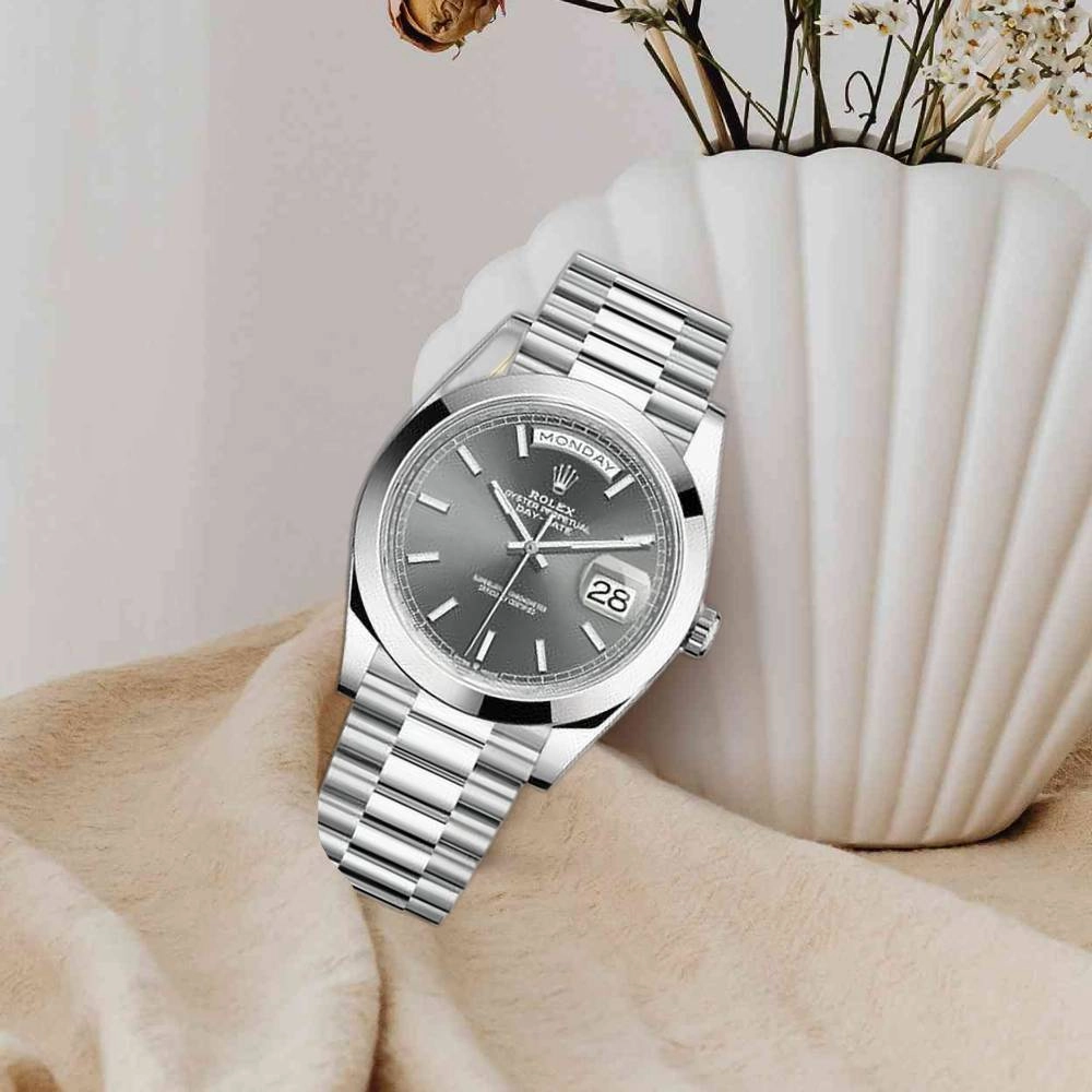 Rolex Day Date 40mm - Ref: 228206-0045 - Slate Grey Stick Dial, Platinum President Bracelet Men's Watch
