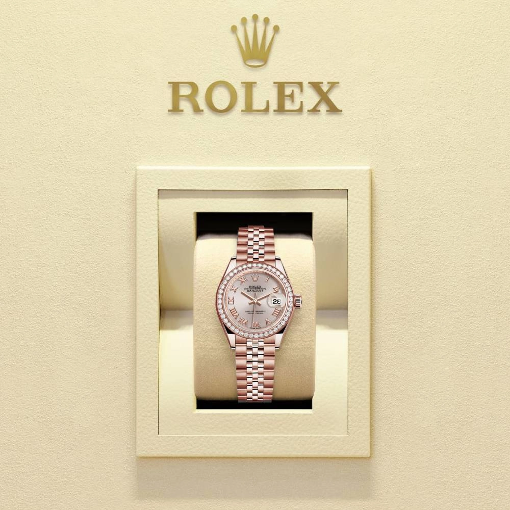 Rolex Lady-Datejust 28mm - Ref: 279135rbr-0009 - Sundust Roman Dial, 18K Rose Gold Jubilee Bracelet Women's Watch