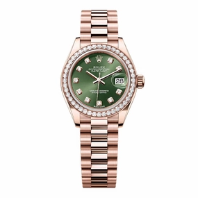 Rolex Lady Datejust 28mm - Ref: 279135rbr ogdp - Green Dial & Diamond Bezel, 18K Rose Gold Oyster Bracelet Women's Watch