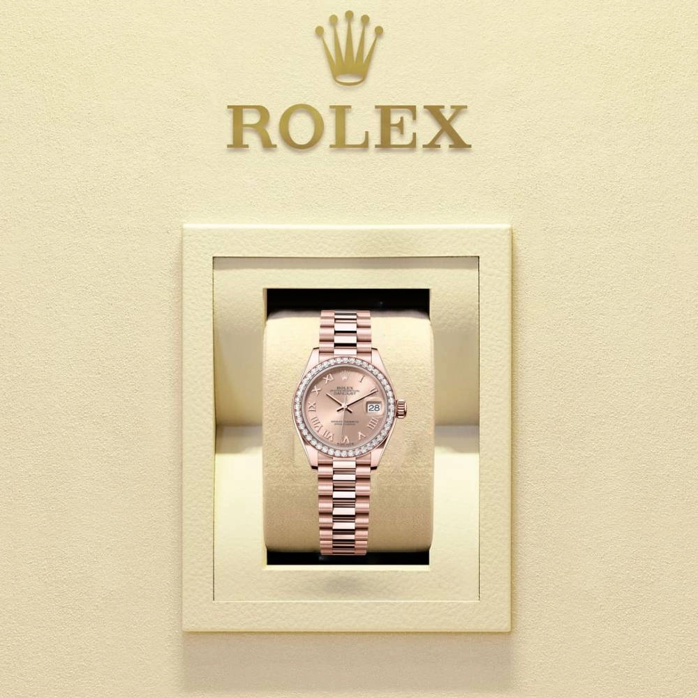 Rolex Lady Datejust 28mm - Ref: 279135rbr rsrp - Rose Dial & Diamond Bezel, 18K Rose Gold Oyster Bracelet Women's Watch
