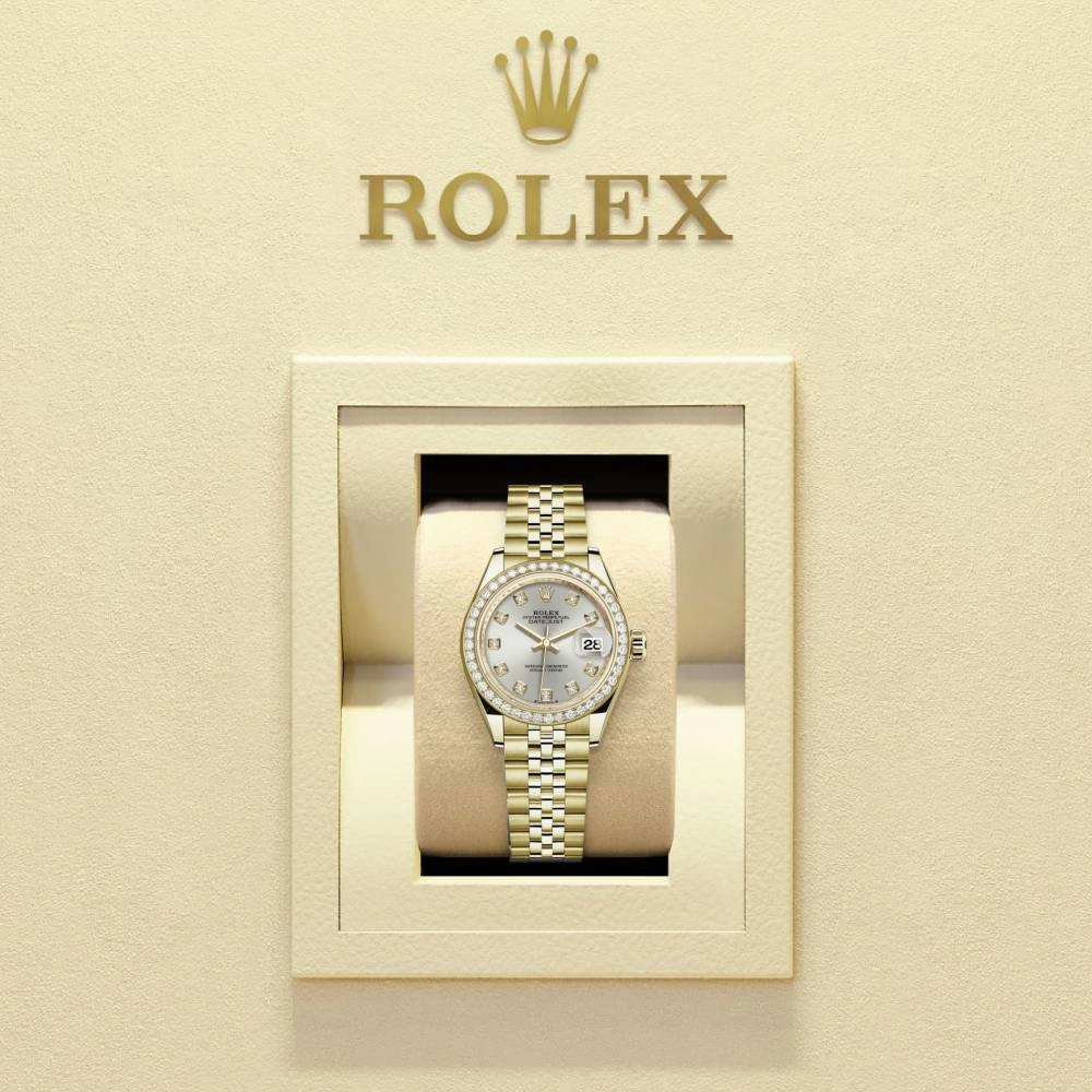 Rolex Lady Datejust 28mm - Ref: 279138rbr-0020 - Silver Dial, 18K Yellow Gold Jubilee Bracelet Women's Watch