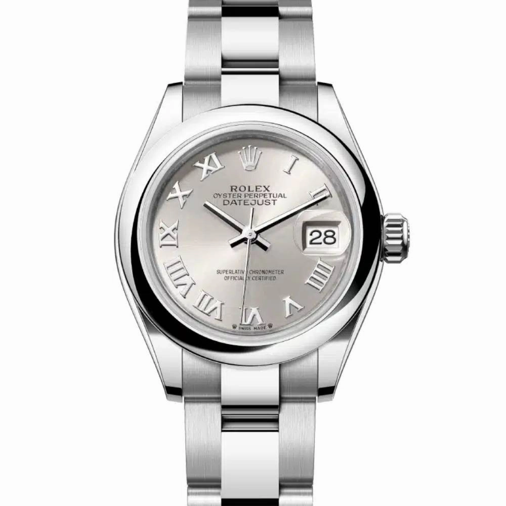 Rolex Lady-Datejust 28mm - Ref: 279160-0008 - Silver Roman Dial, Stainless Steel Oyster Bracelet Women's Watch
