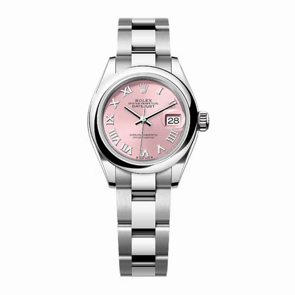 Rolex Lady-Datejust 28mm - Ref: 279160-0014 - Pink Roman Dial, Stainless Steel Oyster Bracelet Women's Watch