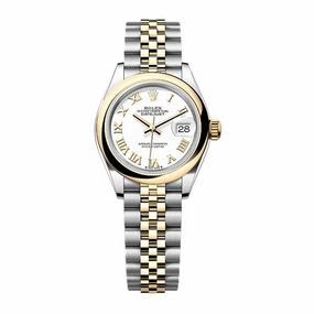 Rolex Lady-Datejust 28mm - Ref: 279163-0023 - White Roman Dial, Two Tone Stainless Steel & 18K Yellow Gold Jubilee Bracelet Women's Watch