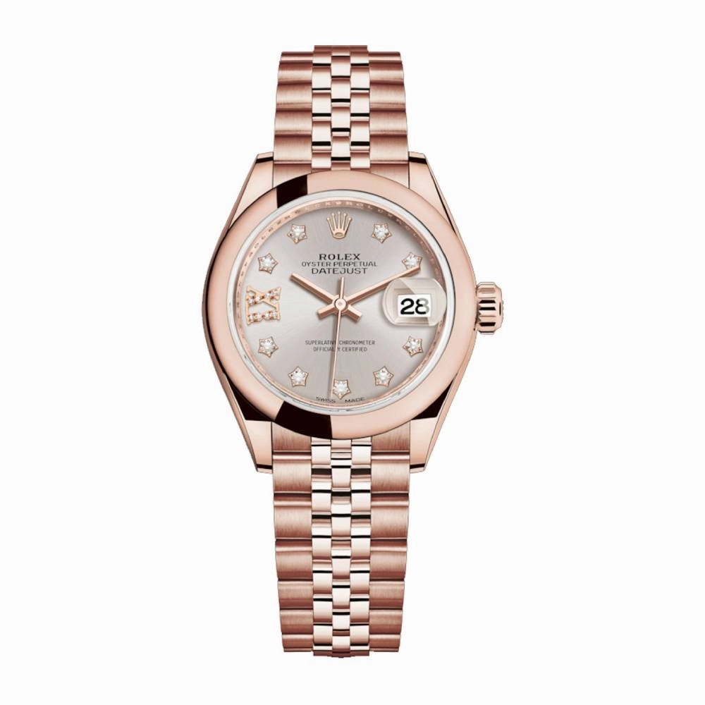 Rolex Lady Datejust 28mm - Ref: 279165-0006 - Sundust Dial, 18K Rose Gold Jubilee Bracelet Women's Watch