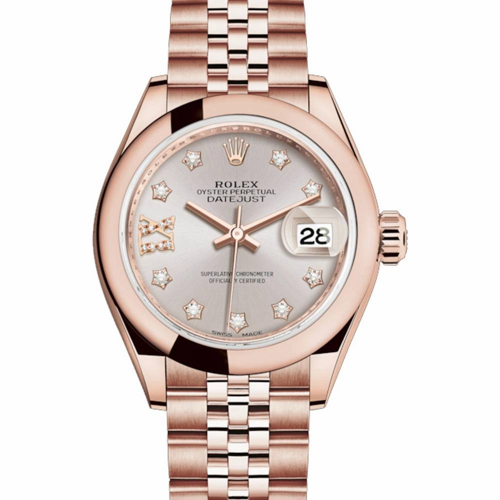 Rolex Lady Datejust 28mm - Ref: 279165-0006 - Sundust Dial, 18K Rose Gold Jubilee Bracelet Women's Watch