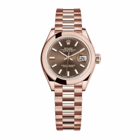Rolex Lady Datejust 28mm - Ref: 279165-0007 - Chocolate Dial, 18K Rose Gold President Bracelet Women's Watch