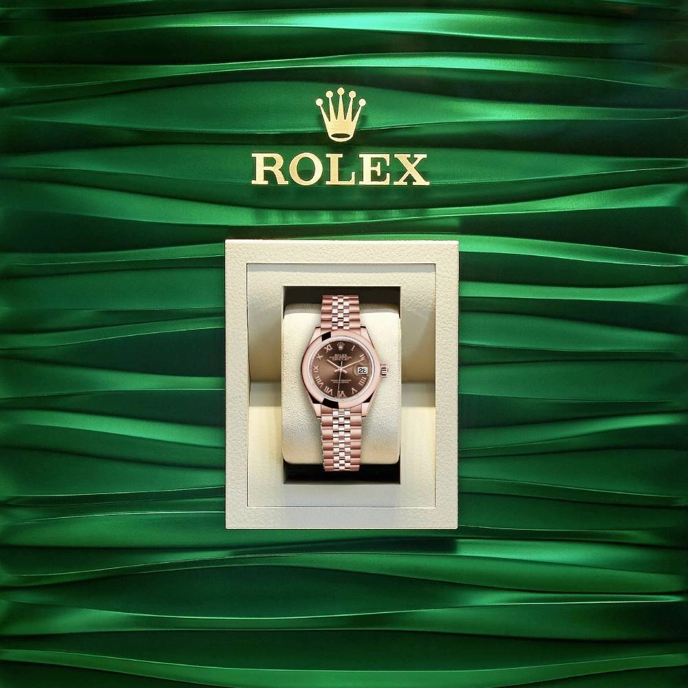 Rolex Lady Datejust 28mm - Ref: 279165-0014 - Chocolate Dial, 18K Rose Gold Jubilee Bracelet Women's Watch