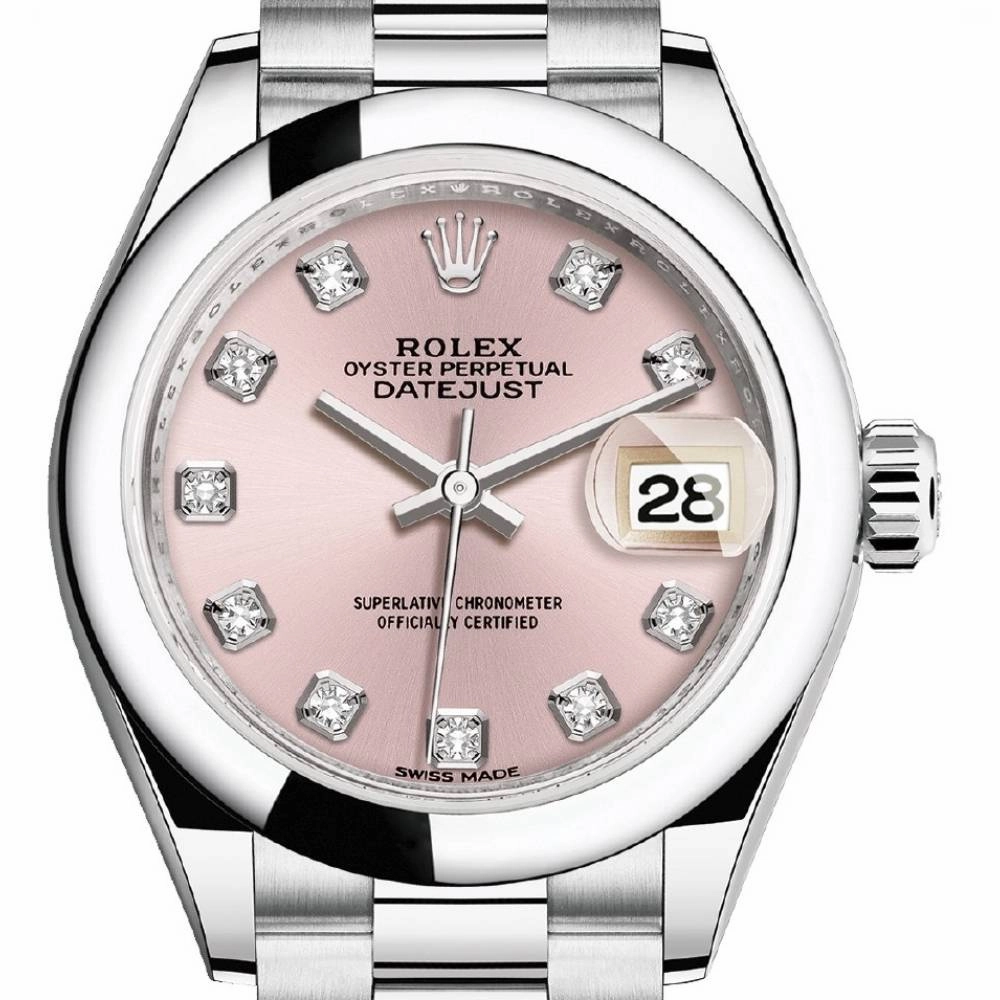 Rolex Lady-Datejust 28mm - Ref: 279166-0005 - Pink Diamond Dial, Platinum President Bracelet Women's Watch