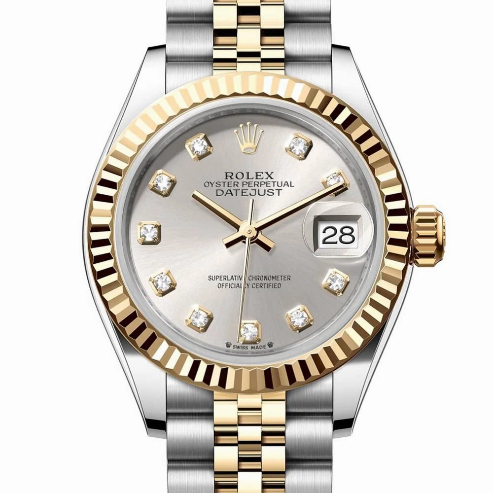 Rolex Lady-Datejust 28mm - Ref: 279173-0007 - Silver Diamond Dial, Two Tone Stainless Steel & 18K Yellow Gold Jubilee Bracelet Women's Watch